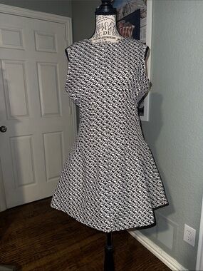 Black and White Sleeveless Fit-and-Flare Mini Dress